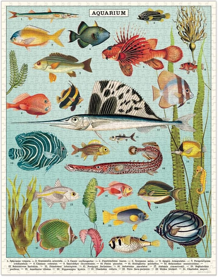 Cavallini Vintage Puzzle Fische, Aquarium 1000 Teile