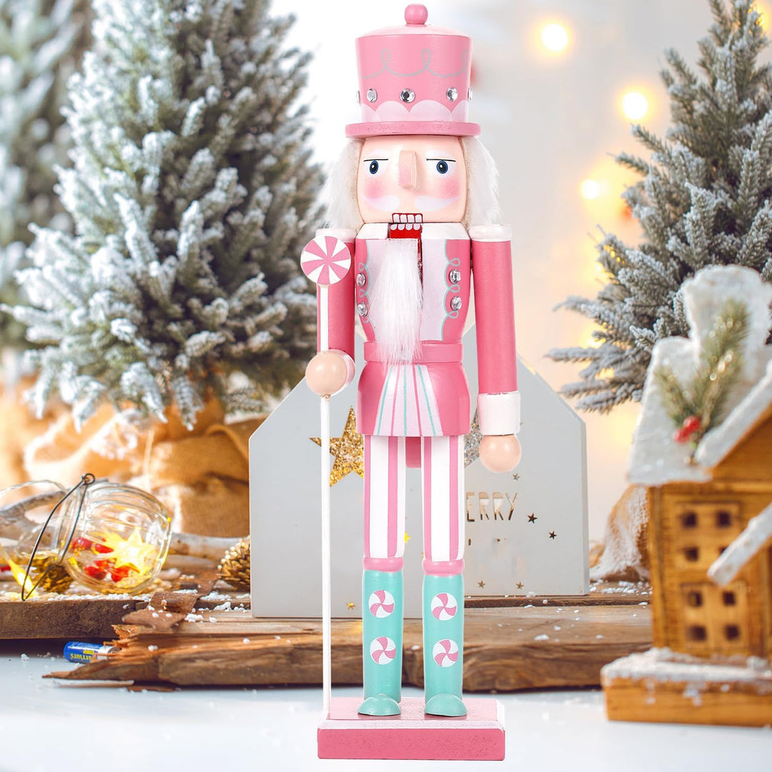 Nussknacker Figur,30CM Nussknacker Weihnachten Dekorationen,Massivholz Handwerk Deko Geschenkstücke,
