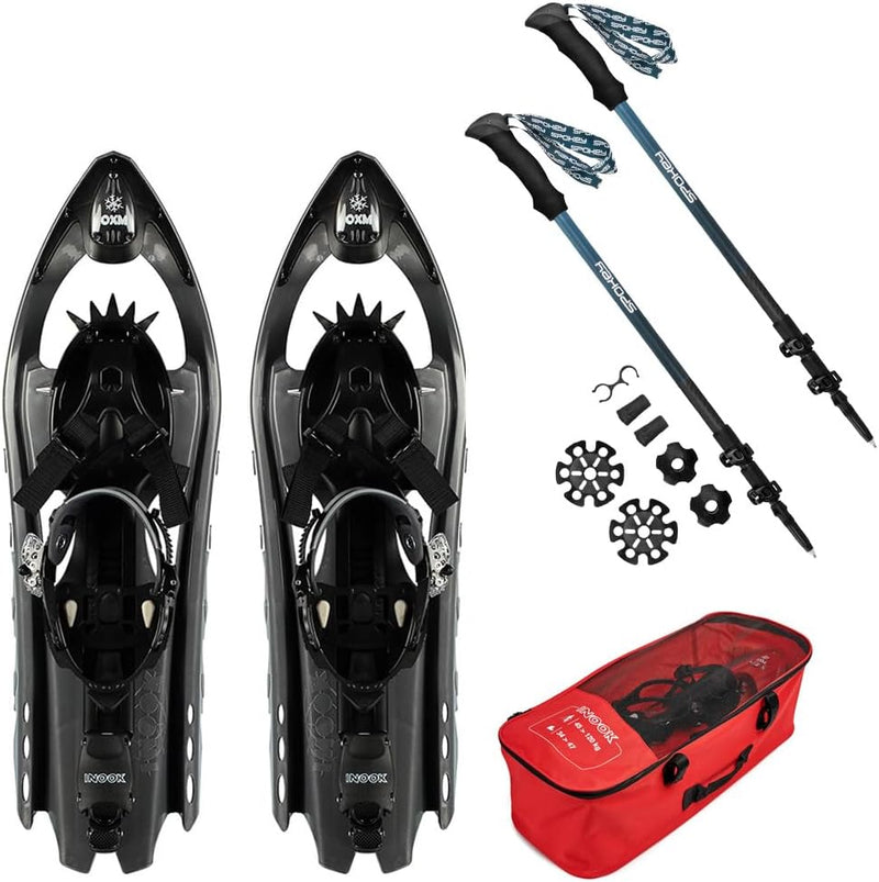 Inook OXM Schneeschuhe Carbon I Schneeschuhe mit Steighilfe I Schneeschuh Set mit praktischer Schnee