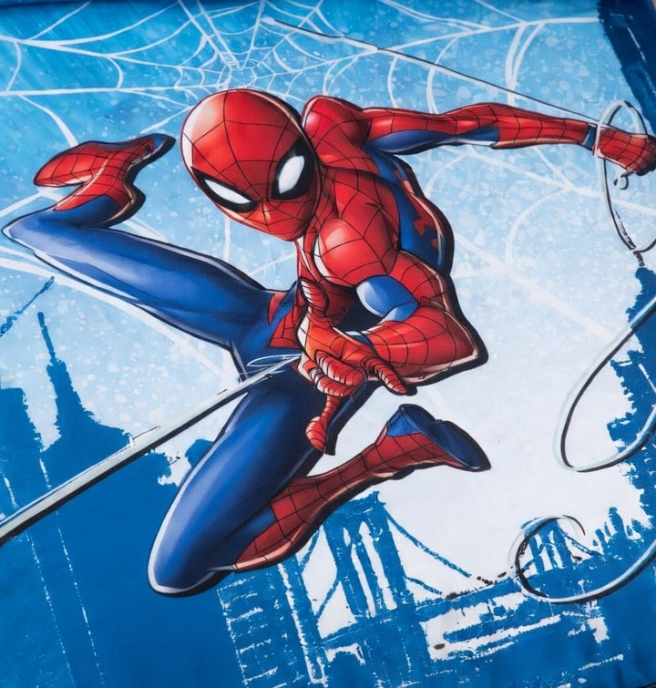 Jerry Fabrics Kinder Bettwäsche Set Wendebettwäsche Spider-Man City Spinnen Netze blau, Bezug Bettde