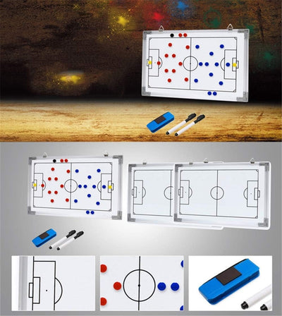 Holzsammlung Profi Coaches Whiteboard Tragbar Taktiktafel für Fussball mit Magnete, Stifte und Radie
