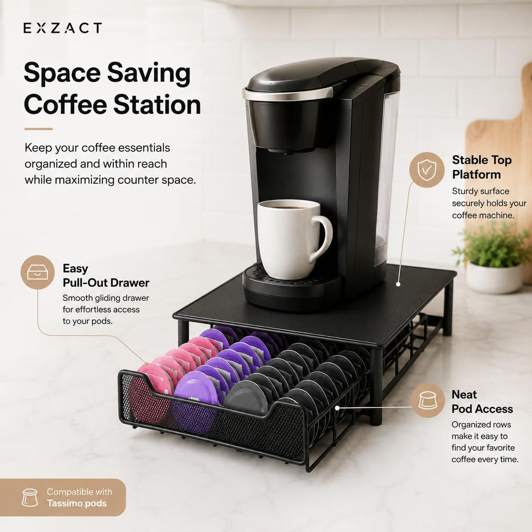 EXZACT Kaffeekapselschublade, kompatibel mit Tassimo-Pads, die Schublade wird nicht von Tassimo verk