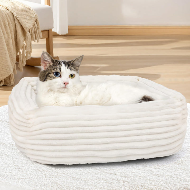 XIAPIA Katzenbett Flauschig 55x42x18 cm, Plüsch Katzen Schlafplatz Weich und Warm für Katzen Kleine