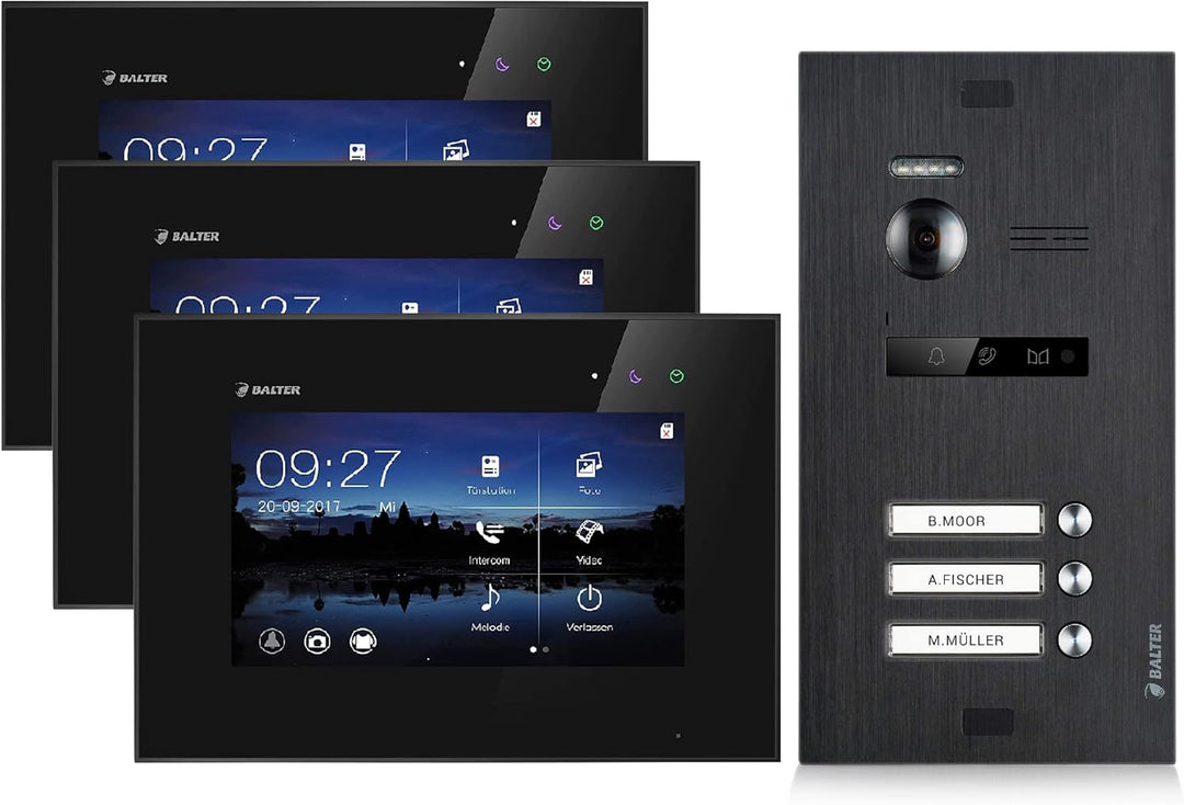 Balter EVO Video Türsprechanlage ✓ Touchscreen 7 Zoll Monitor Schwarz ✓ Türstation für Mehrfamilienh