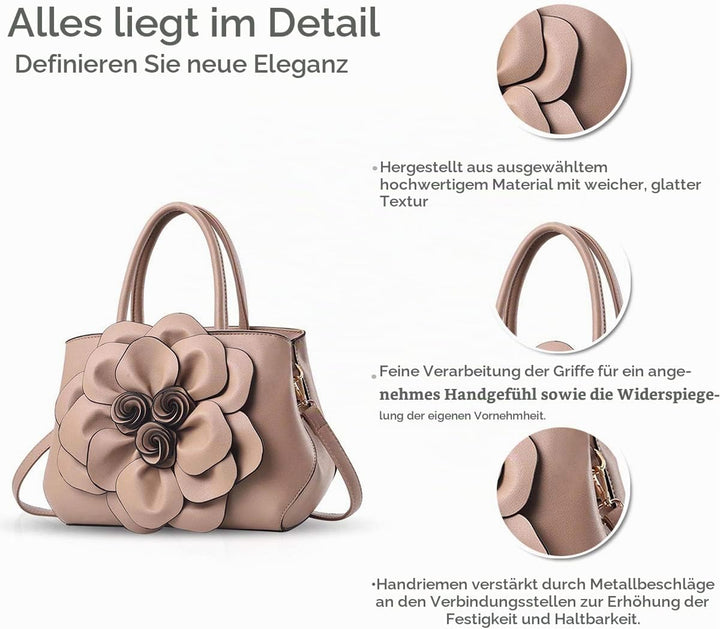 NICOLE &amp; DORIS Modische Damen-Umhängetasche, Handtasche, Umhängetasche, Blumenmotiv Khaki, Khaki
