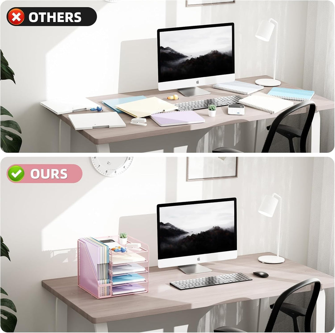 Marbrasse Schreibtisch Organizer und Büro Zubehör,5-Tier Briefablage,Mesh Büro Organizer für Schreib