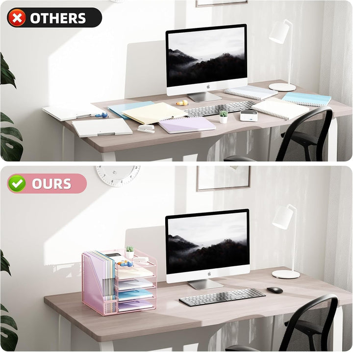 Marbrasse Schreibtisch Organizer und Büro Zubehör,5-Tier Briefablage,Mesh Büro Organizer für Schreib