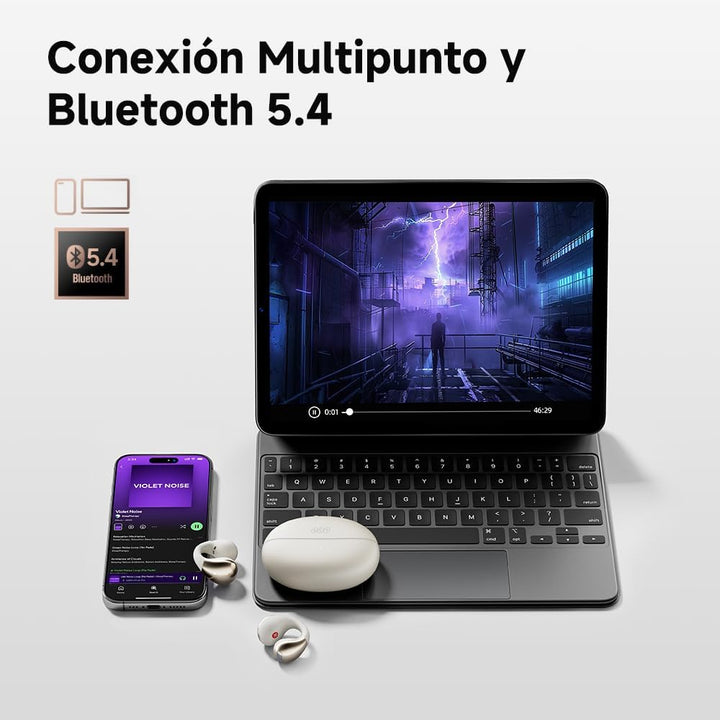 QCY Crossky C30 Open Ear Kopfhörer,Kabellose Bluetooth 5.4 Clip On Kopfhörer,4 Mikrofon ENC Geräusch