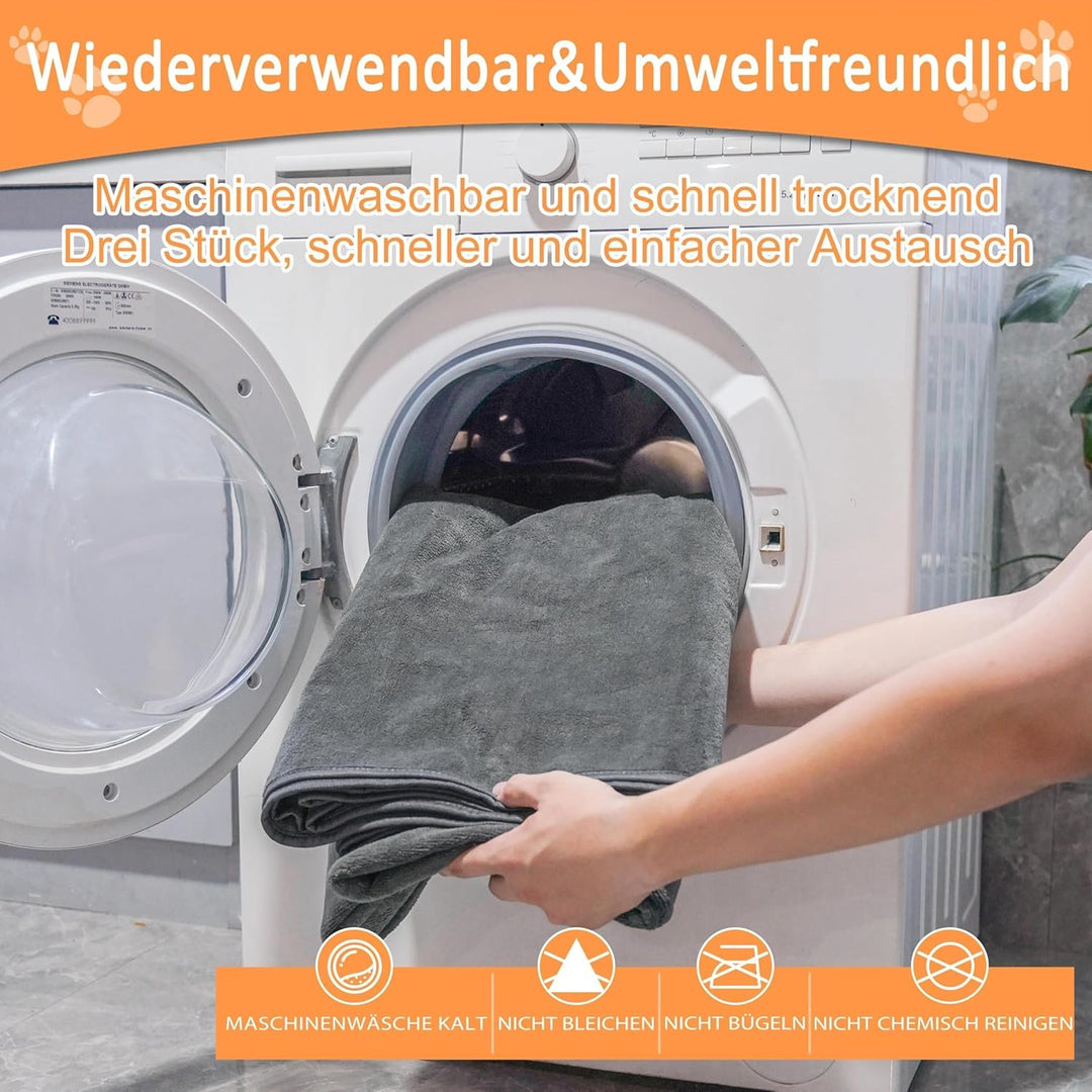 Waschbare Hundepads 91x122 cm 3er Set，Waschbare Haustier-Urinunterlage Schnell Absorbierend, Wasserd