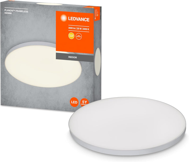 Ledvance LED Wand-und Deckenleuchte, Rahmenlose Panel Leuchte für Innen, Warmweiss (3000K), 28W, Run