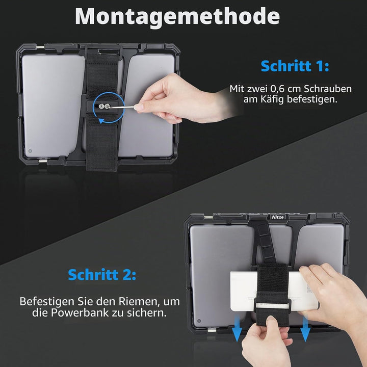 Nitze Powerbank-Gurt, Powerbank Halterung, Powerbank Halterung mit 1/4" Schrauben für Kamera und Mon