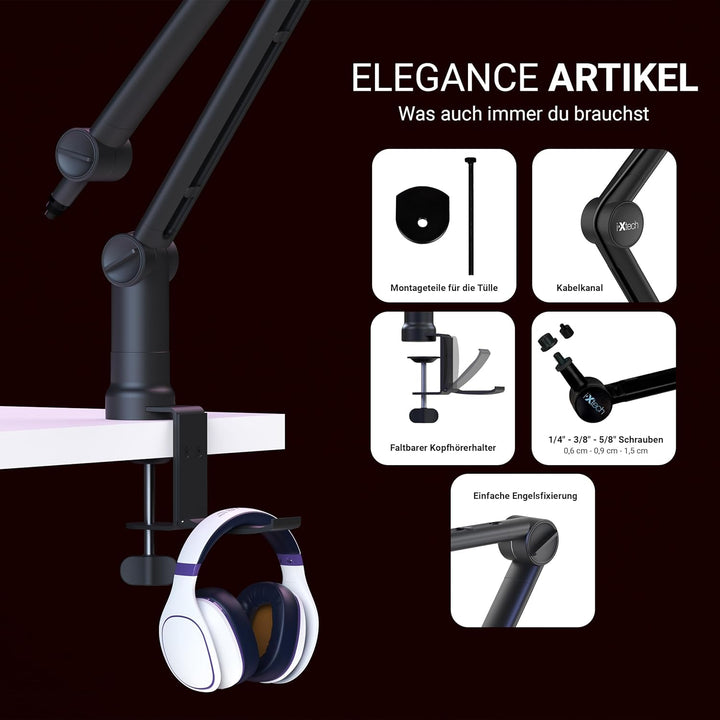 IXTECH Mikrofonarm für Hyperx Quadcast Rode Shure Sm7b Blue Yeti Gaming Mikrofon Halterung Mikrofons