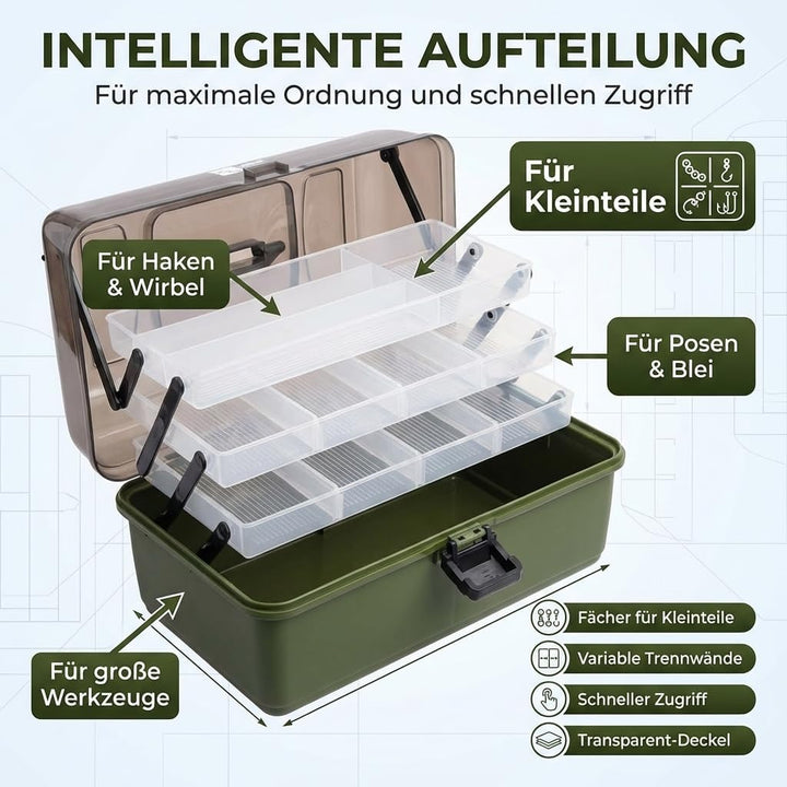 Zite Fishing Angelkoffer - Angelkasten 3 Ausziehbare Laden - Angel-Kiste Leer für Angelzubehör - Ang
