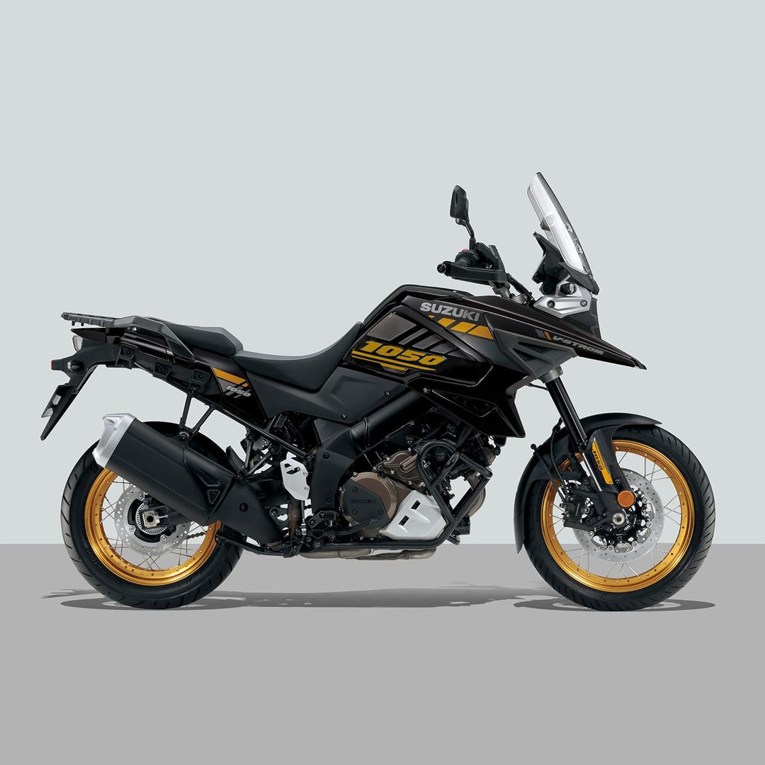 Resin Bike Aufkleber für Motorrad Kompatibel mit Suzuki V-Strom 1050 XT 2022 Gold und Schwarz Dubai.