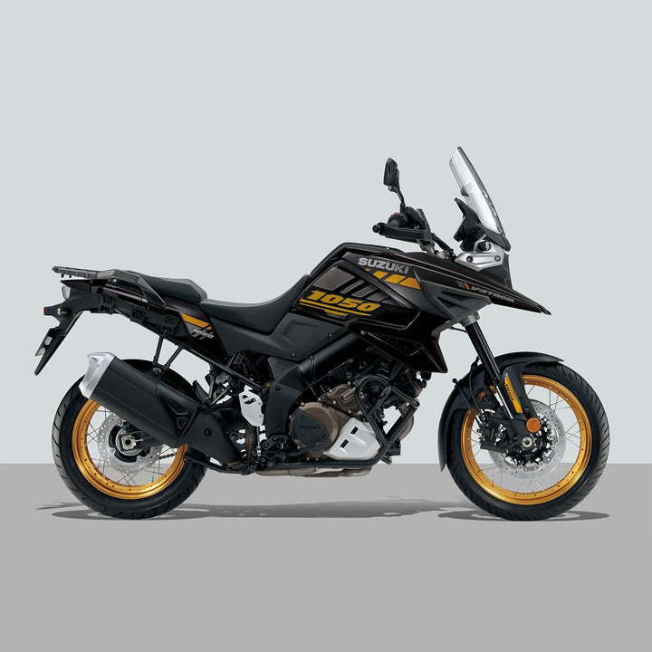 Resin Bike Aufkleber für Motorrad Kompatibel mit Suzuki V-Strom 1050 XT 2022 Gold und Schwarz Dubai.