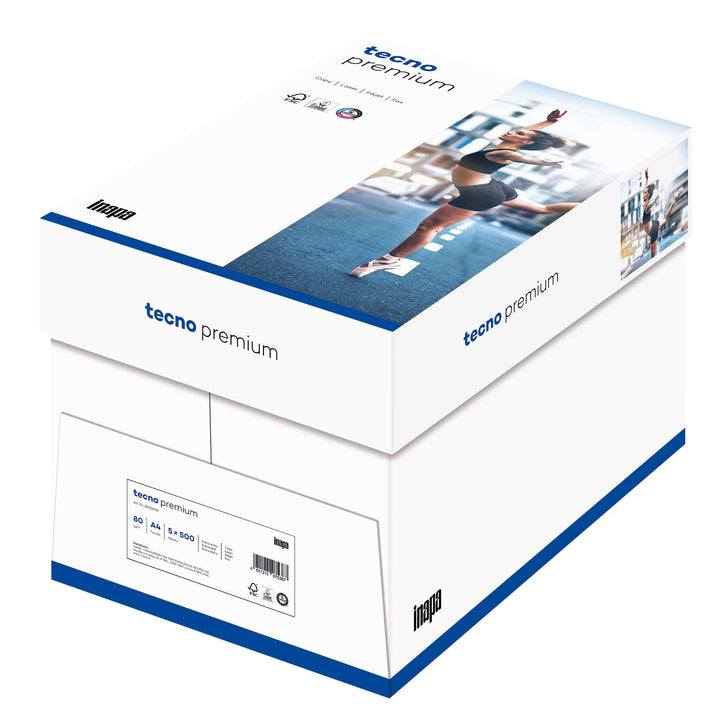 inapa Drucker-/Kopierpapier tecno Premium: 80 g/m², A4, 2.500 Blatt (5x500), hochweiss
