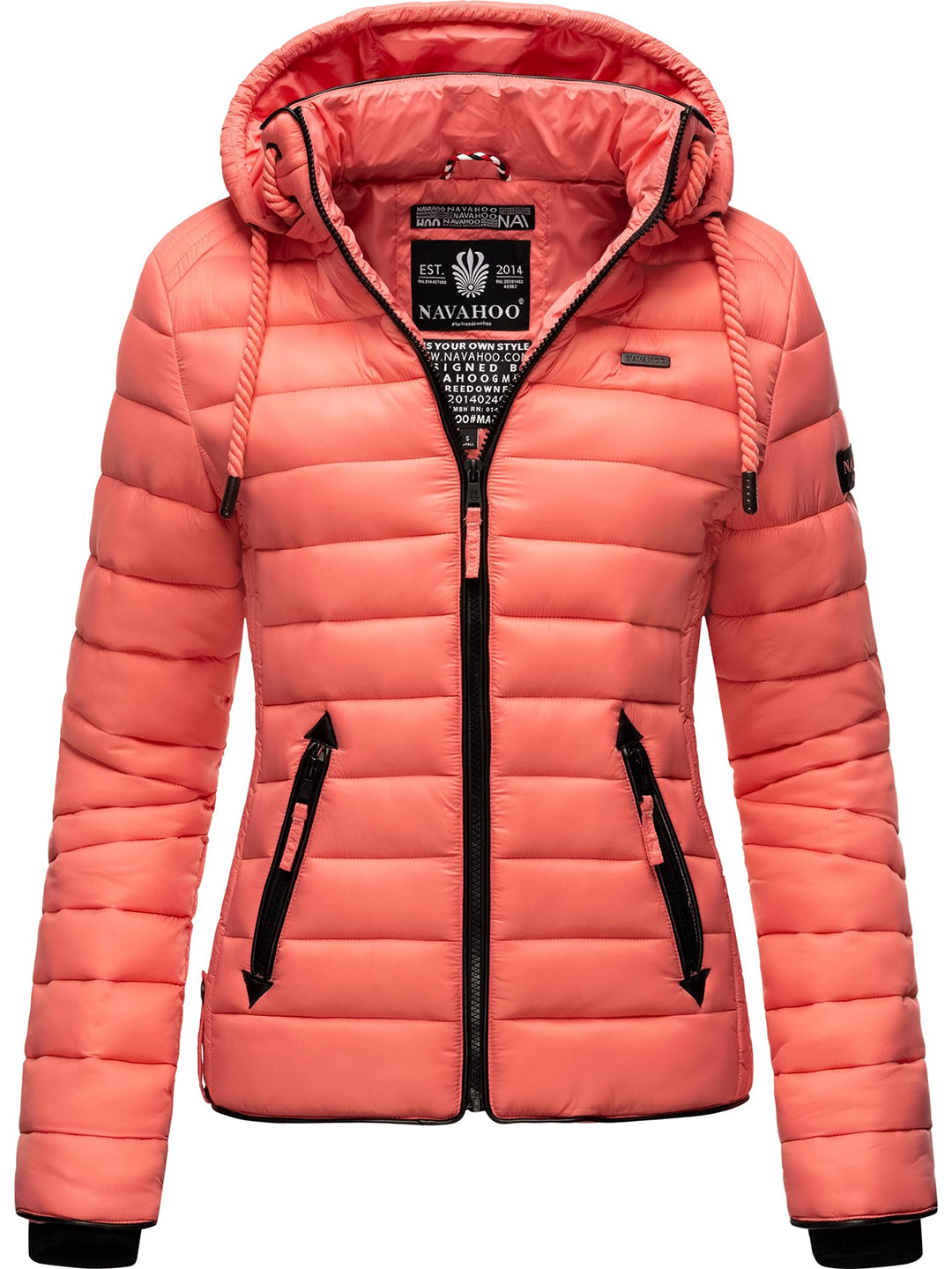 Navahoo Damen leichte Übergangsjacke Steppjacke mit Kapuze Lulana XS-XXL XS Rose Coral, XS Rose Cora