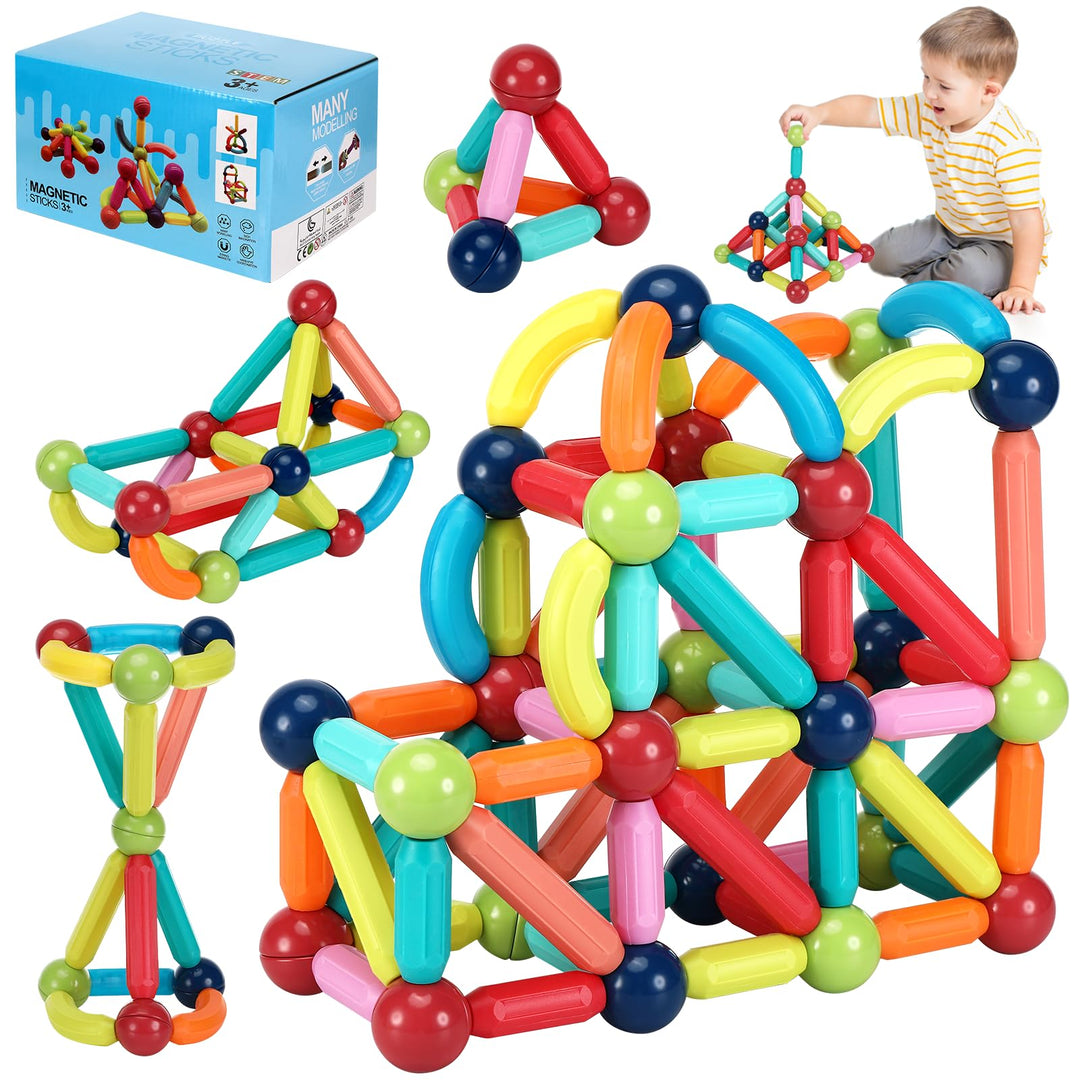 Farerkass Magnetische und Stangen, 88 Teile Magnetische Bausteine, pädagogisches Magnet Spielzeug Ki