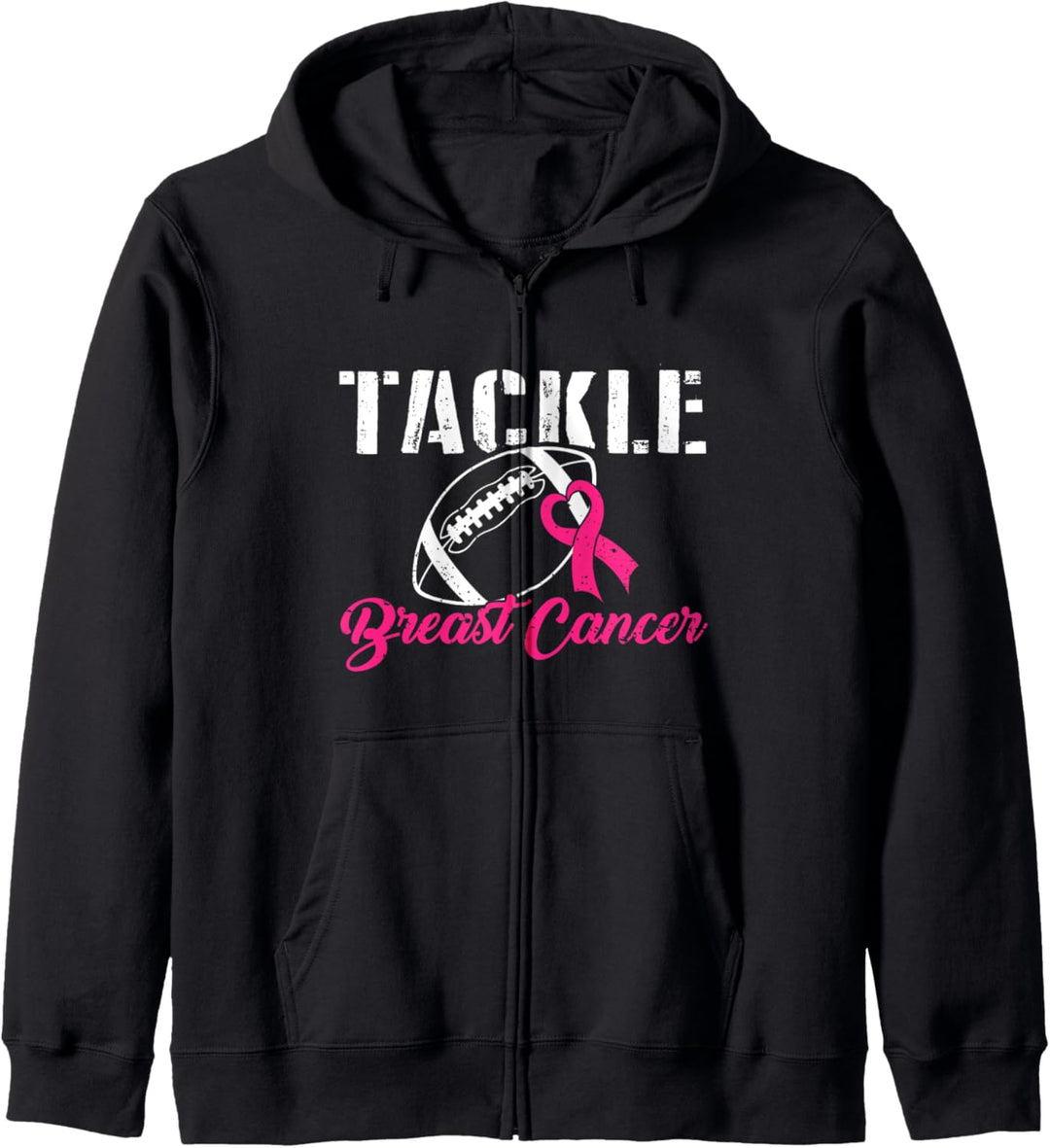 Pink Tackle Breast Cancer Foot Ball Ribbon Awareness Fighter Kapuzenjacke
