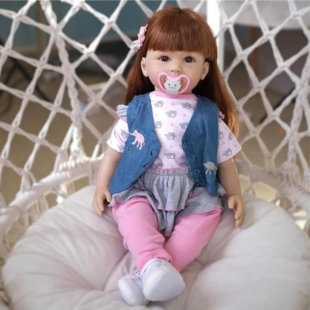 ZIYIUI Reborn Puppen Kleinkind 24 Zoll 60cm Weiches Vinylsilikon Lebensecht Baby Puppe Handgemacht B