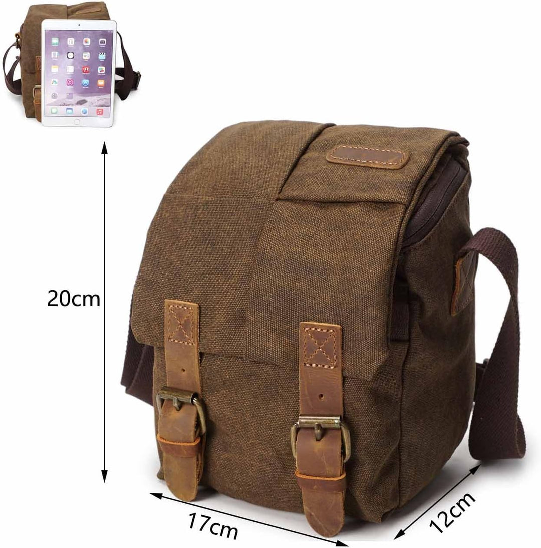 Neuleben Wasserdicht Klein Kameratasche SLR-Tasche Vintage Fototasche aus Canvas Unisex für Spiegelr