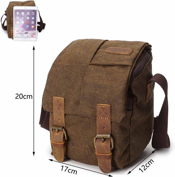 Neuleben Wasserdicht Klein Kameratasche SLR-Tasche Vintage Fototasche aus Canvas Unisex für Spiegelr