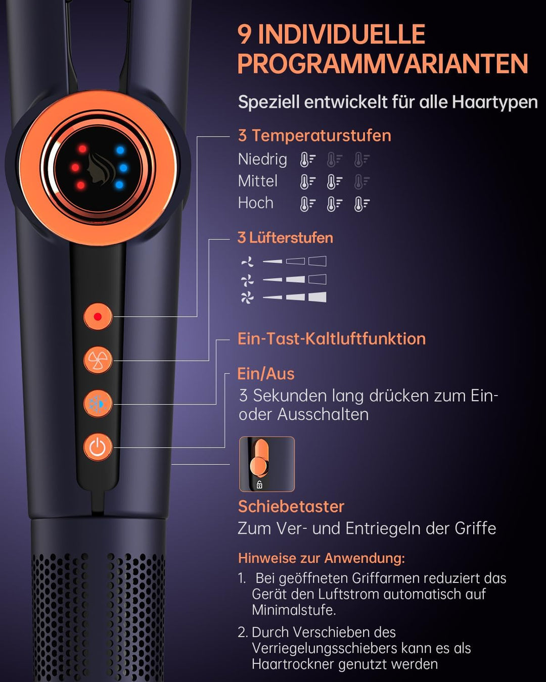 Air Haarglätter, 200M Plasma Ionen Air Glätteisen, Nass bis Trocken, Ohne Heizplatten, Ohne Hitzesch
