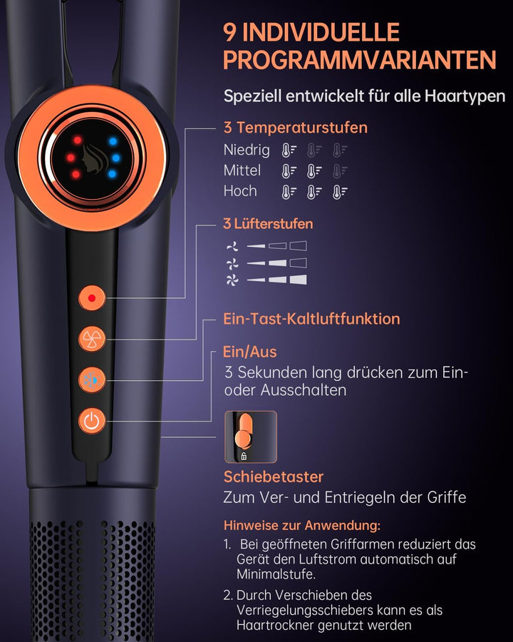 Air Haarglätter, 200M Plasma Ionen Air Glätteisen, Nass bis Trocken, Ohne Heizplatten, Ohne Hitzesch