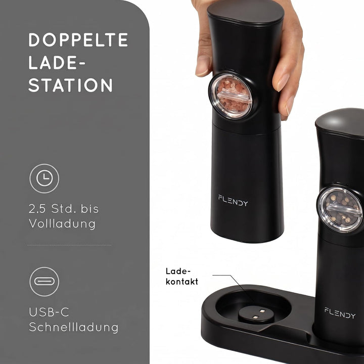 Schwerkraft elektrische Salz und Pfeffermühle Set, 2er-Set Wiederaufladbare elektrische Salz und Pfe