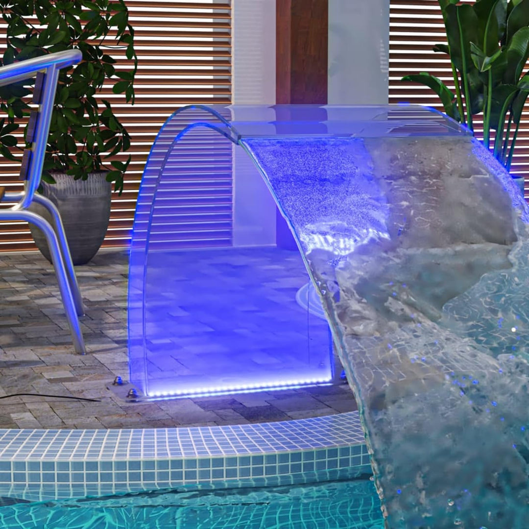 vidaXL Wasserfall Element mit RGB-LEDs Schwalldusche Schwallbrause Pool-Fontäne Wasserfontäne Wasser