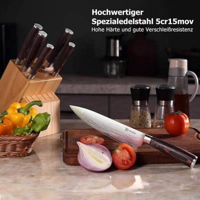PAUDIN Kochmesser, Klingenlänge 20cm Profi Küchenmesser Messer Chefmesser Allzweckmesser aus hochwer