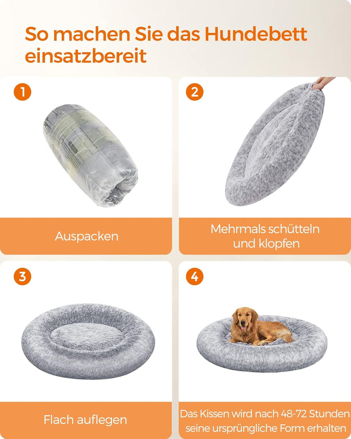 Feandrea Hundebett flauschig, Katzenbett, Donut Kissen, waschbar, Polsterung in der Mitte herausnehm