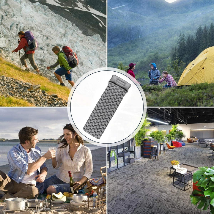 Isomatte Camping, Ultraleichte Aufblasbare Isomatte mit Kissen, wasserdichte und Feuchtigkeitsbestän