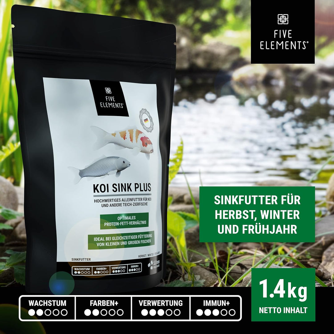 FIVE ELEMENTS® Koi Sink Plus | 1,4 kg | optimal als Frühjahrsfutter | sinkendes Koi-Futter | hochwer