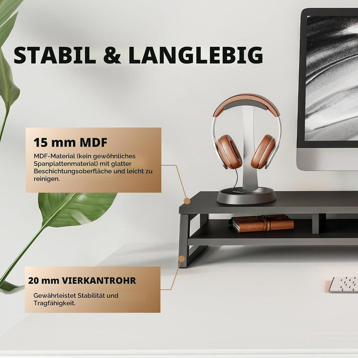 Fenge Dual Monitorständer Riser 108cm Grosse Computer Bildschirmständer für PC/Laptop/Fax/Drucker/TV