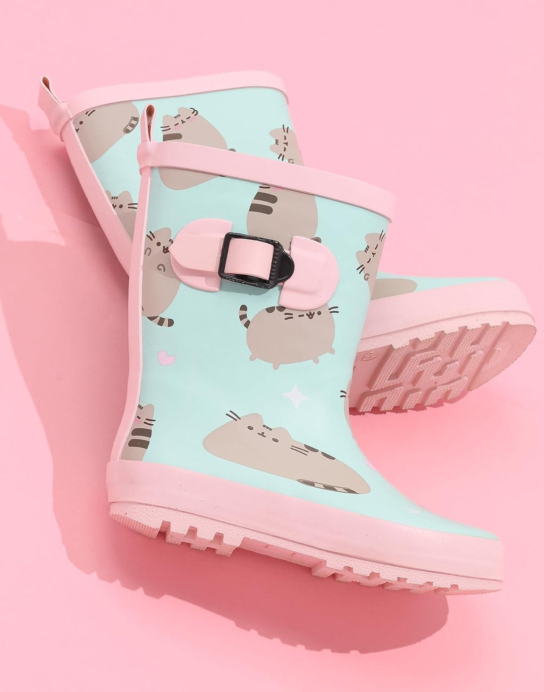 Pusheen The Cat Wellies Girls | Kinder Rosa Minze Grün Cartoon Katze Herzen Wellington Stiefel | Was
