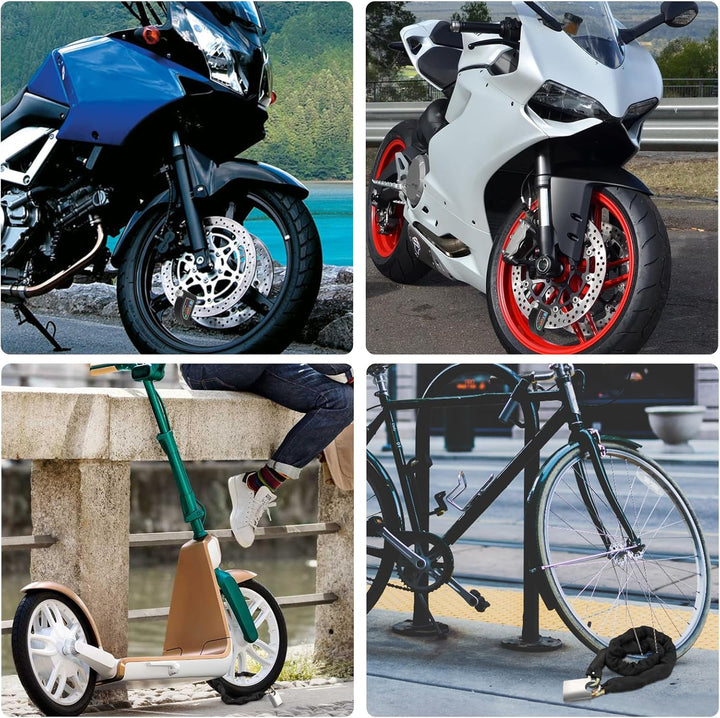 Motorradschloss Justech Fahrrad Kettenschloss Padschloss + Motorrad Alarm Scheibenschloss Zwei Modi