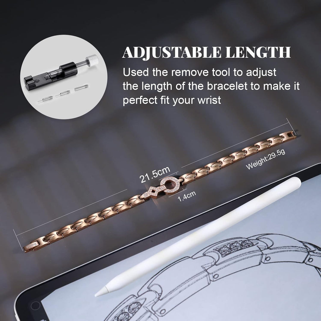 Rainso Elegantes Edelstahl-Magnettherapiearmband Für Damen, Magnetfeldtherapie-Armband Für Damengesu