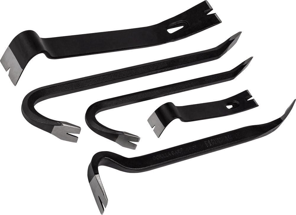 Roughneck Brecheisen/Nageleisen Set 5-teilig (Brechstange 330 mm / 356 mm / 381 mm, Nageleisen 178 m