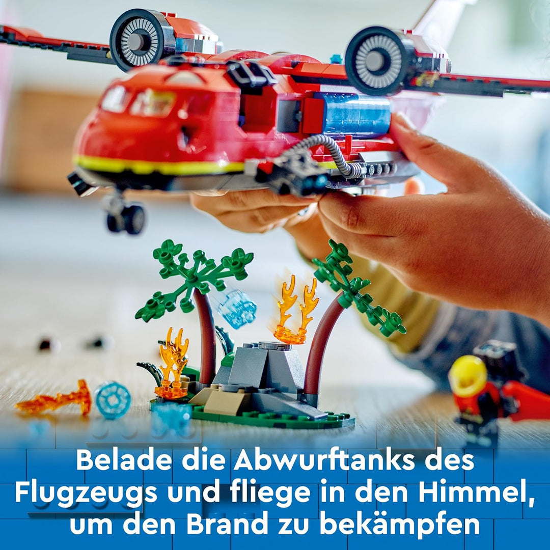 LEGO City Löschflugzeug, Feuerwehr-Set mit Flugzeug-Spielzeug für Kinder, Bauset mit 3 Feuerwehrmann