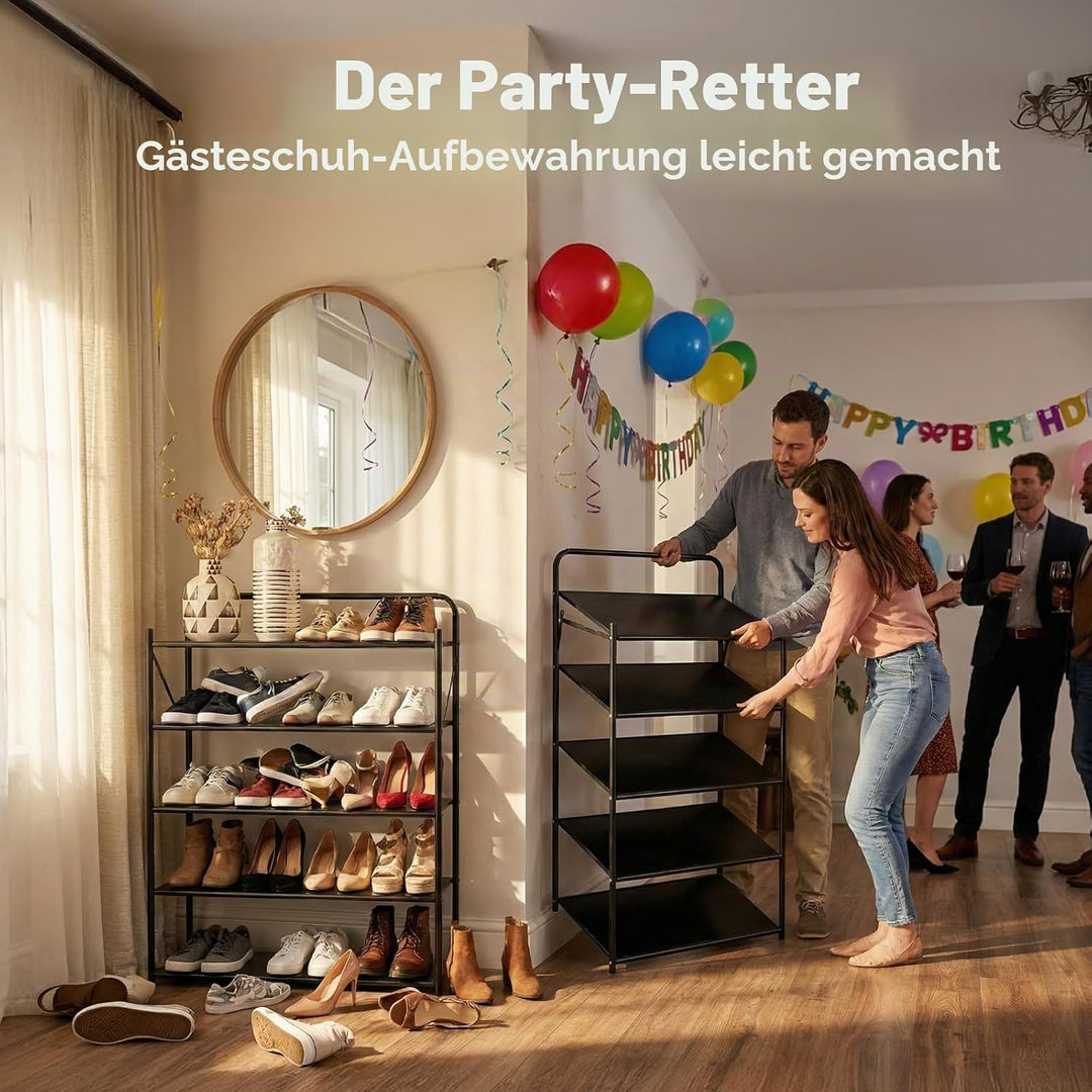 5-stufiges Schuhregal ohne Montage, Faltbarer Schuhregal-Organizer ohne Aufbau, tragbare Massive Met