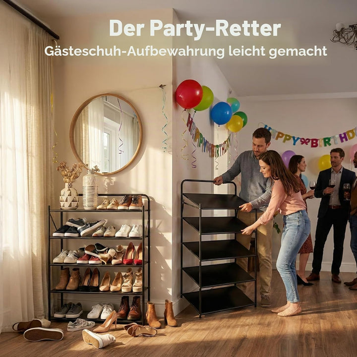 5-stufiges Schuhregal ohne Montage, Faltbarer Schuhregal-Organizer ohne Aufbau, tragbare Massive Met