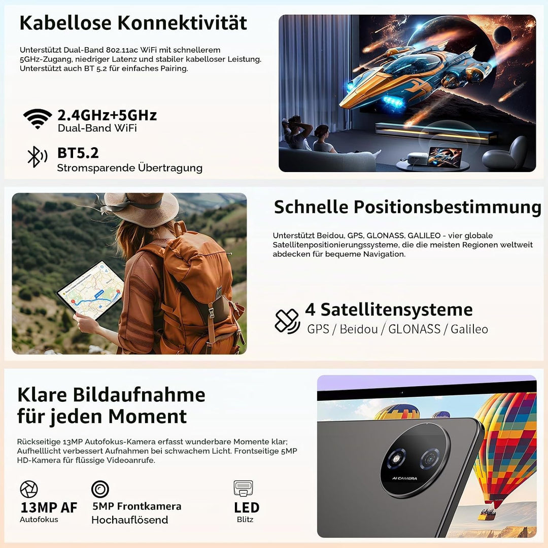 TECLAST P50T Android 16 Tablet 11 Zoll Gemini AI, 90Hz Display, T7250 Octa Core Gaming Tablets, 8000