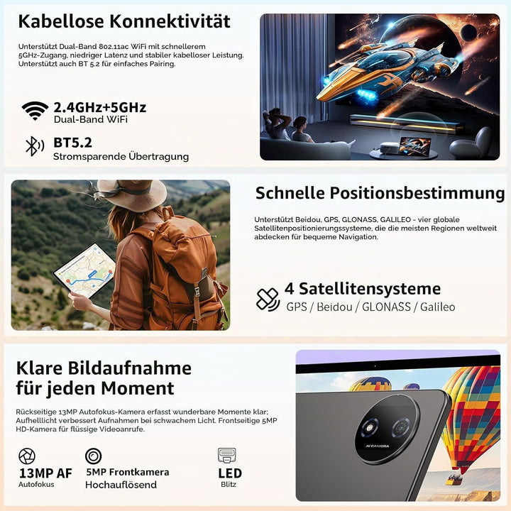 TECLAST P50T Android 16 Tablet 11 Zoll Gemini AI, 90Hz Display, T7250 Octa Core Gaming Tablets, 8000