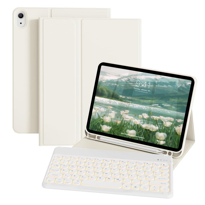 ZOPSGYU Hülle mit Tastatur für iPad A16 11. /10. Generation (2025/2022, 11/10,9 Zoll), Farben Beleuc