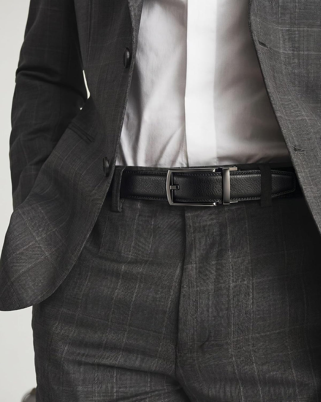 CHAOREN Herren Ledergürtel Gürtel Taille 110-120cm (Gesamtlänge 135cm) Schwarz, Taille 110-120cm (Ge