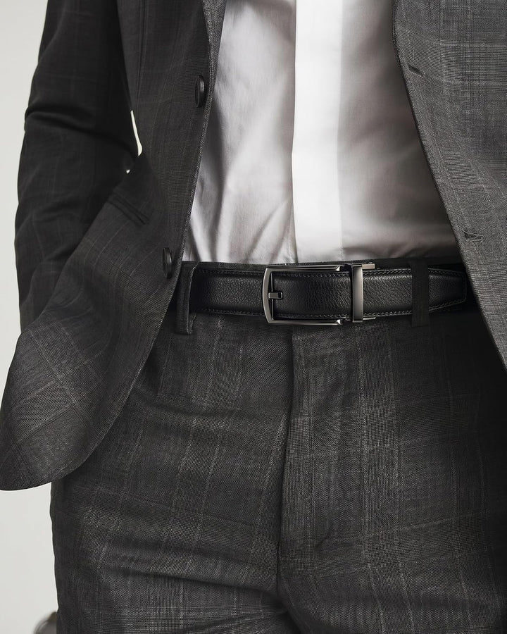 CHAOREN Herren Ledergürtel Gürtel Taille 110-120cm (Gesamtlänge 135cm) Schwarz, Taille 110-120cm (Ge