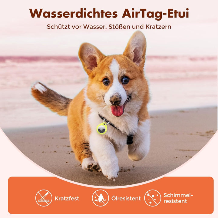 UNBREAKcable 360° Schutzhülle für AirTag [4er-Pack], TPU Vollschutz Schlüsselanhänger mit 304 Edelst