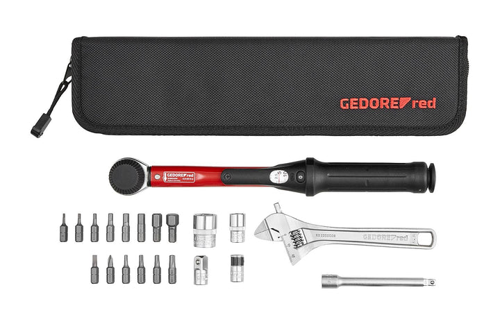 GEDORE red Fahrrad Werkzeugset Profi für die Werkstatt, 25-teilig, Rollgabelschlüssel, Bitschraubend