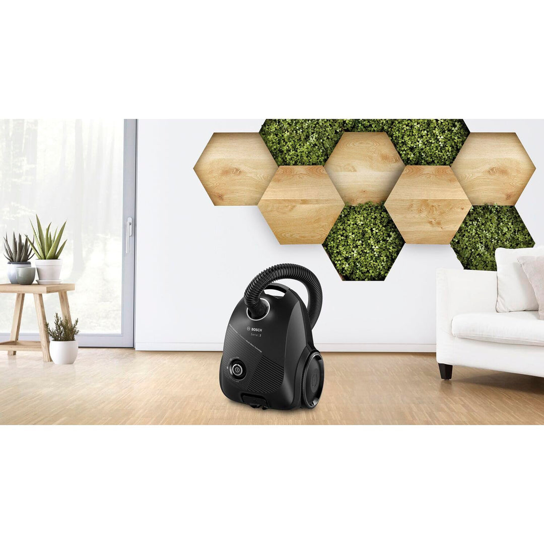 Bosch BGLS2BA1 Series 2 Staubsauger mit Beutel, 3.5 L, 600 W, 80 dB, 8 Meter Kabel, Schwarz